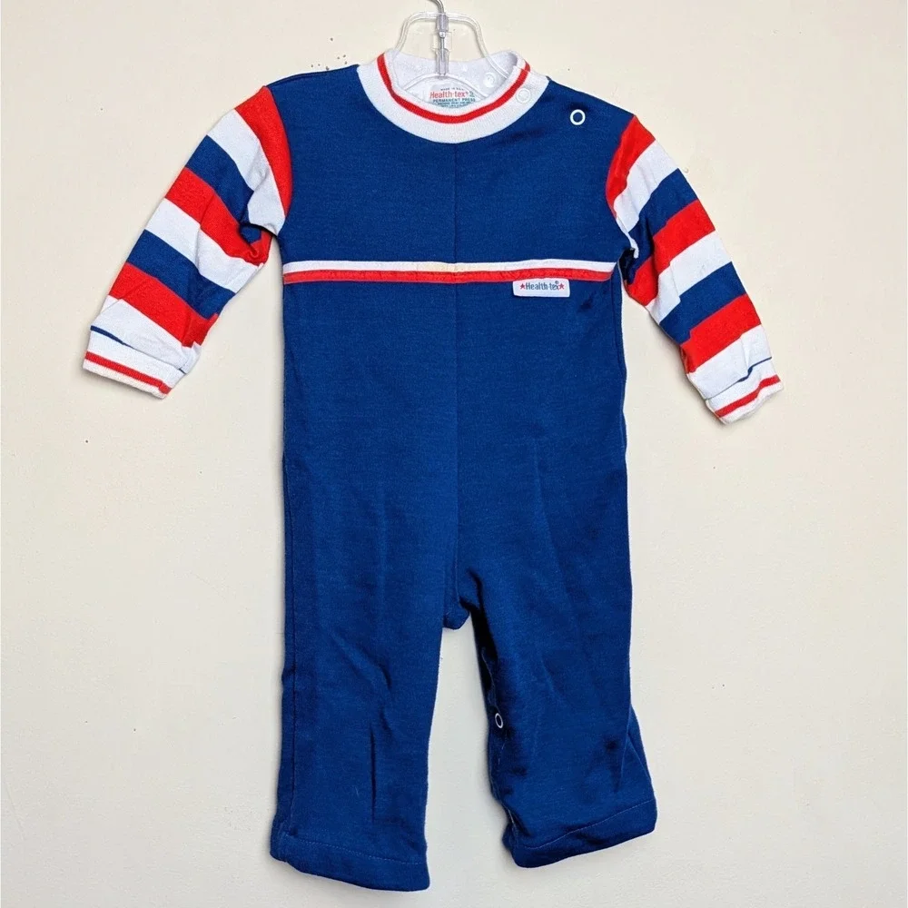 Vintage Health-Tex 80s Romper Striped One Piece Jumper 12‎ Months